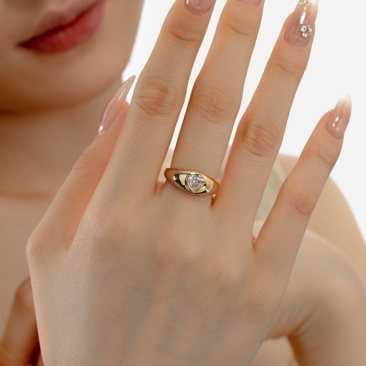 Heart Ring Silver 925 Gold Platted - 3015