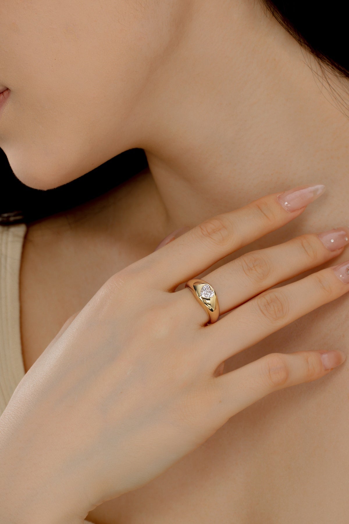Heart Ring Silver 925 Gold Platted - 3015