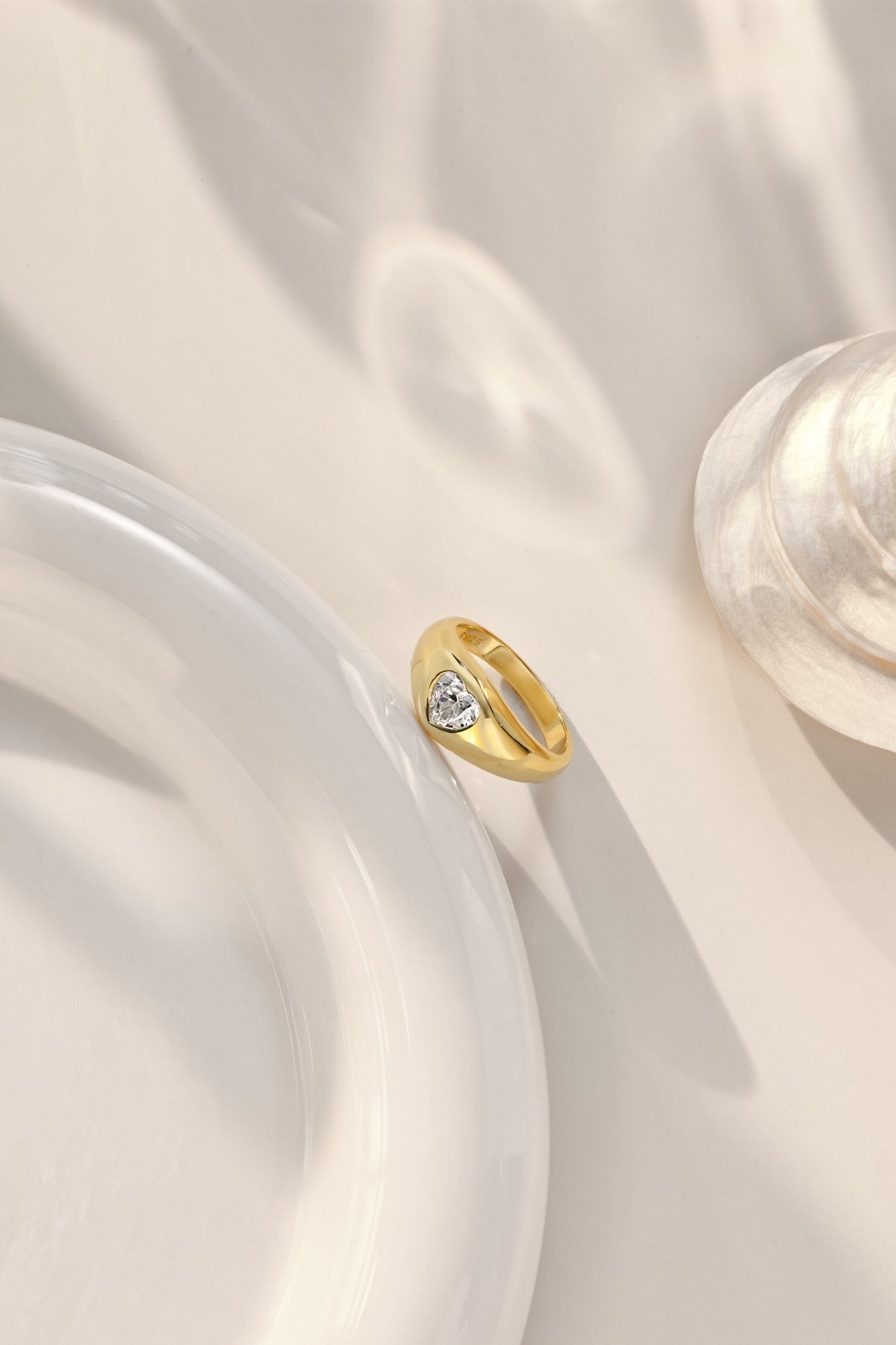 Heart Ring Silver 925 Gold Platted - 3015