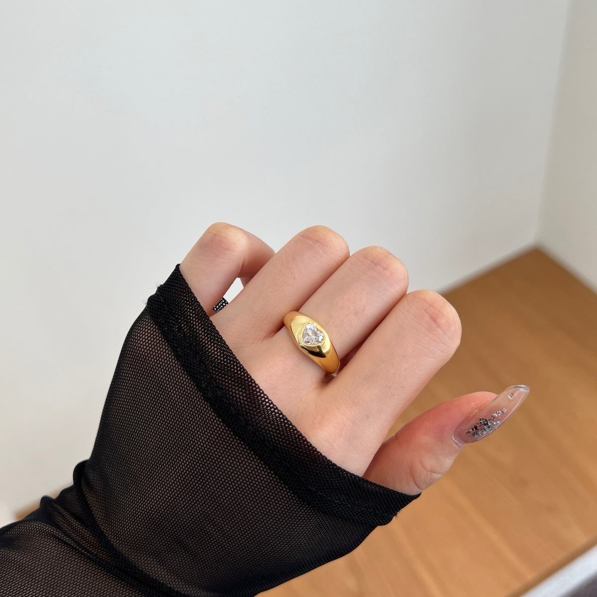 Heart Ring Silver 925 Gold Platted - 3015