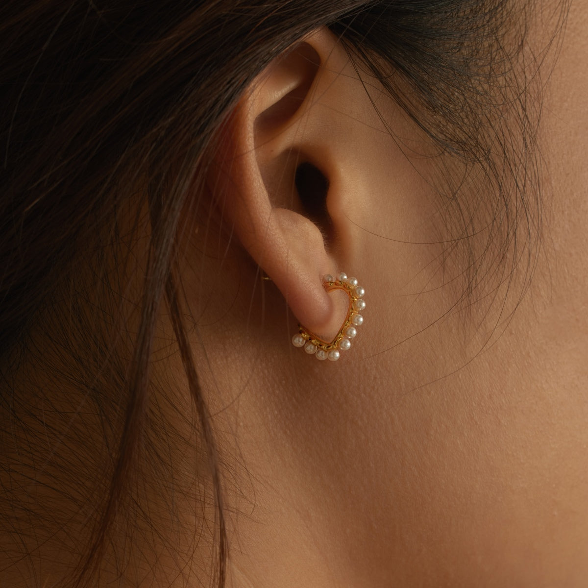 Pearl Heart Earring 18K Gold-Plated 3001