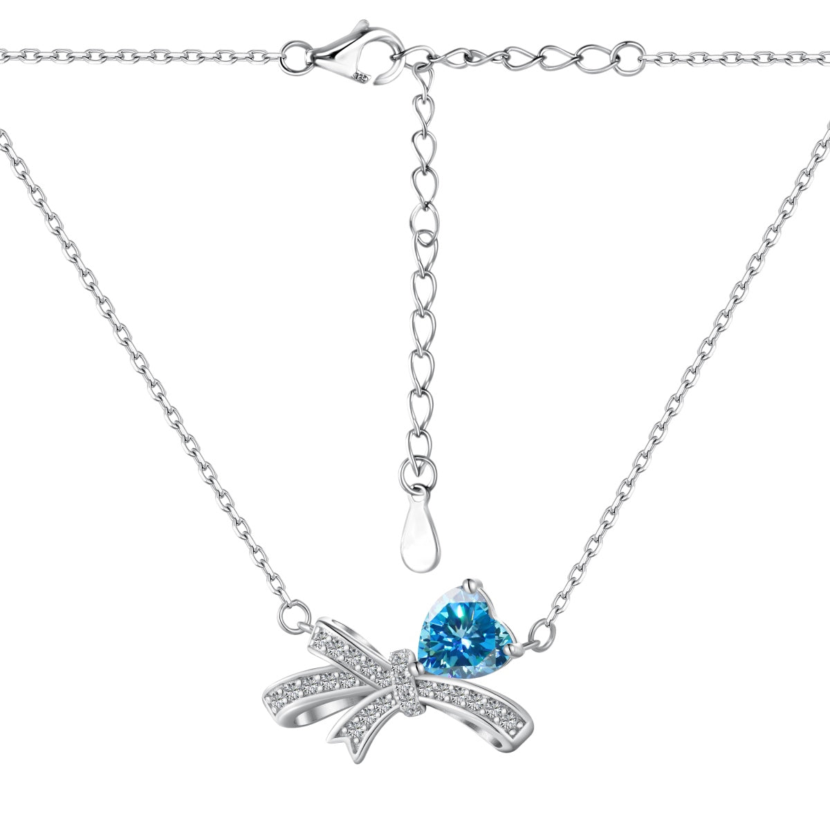 Blue Silver Bow Necklace 3008