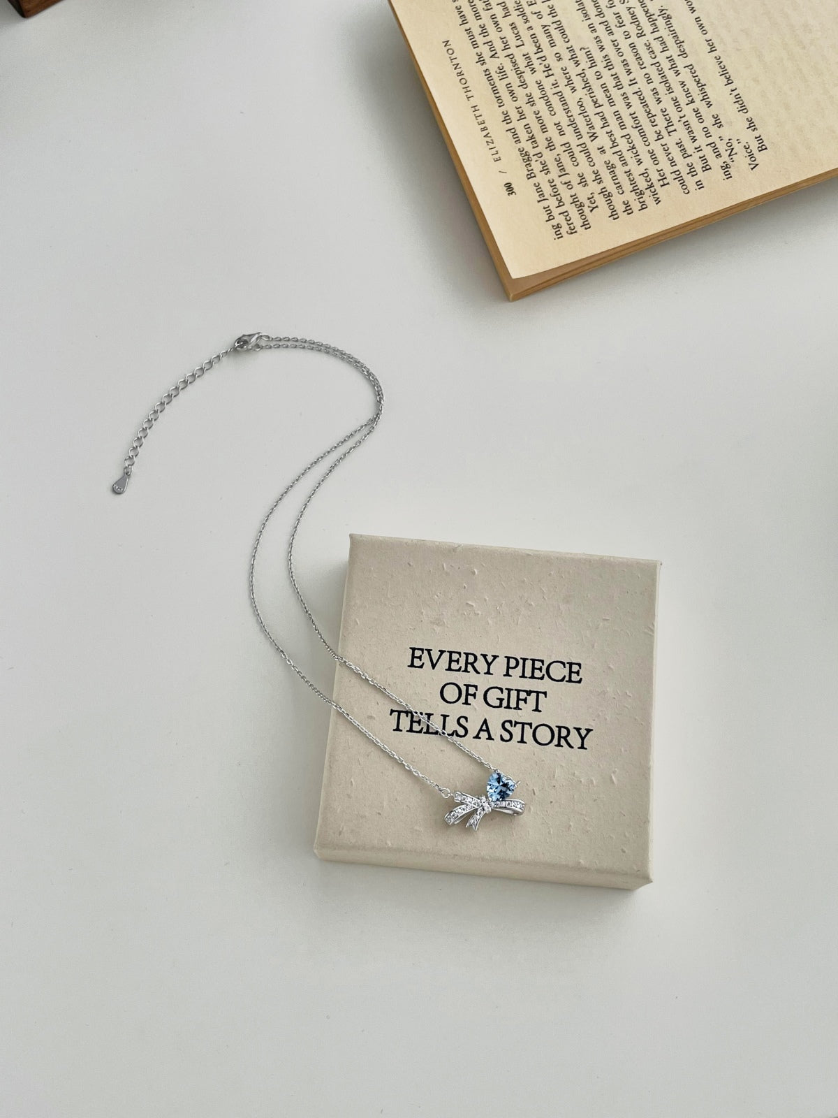 Blue Silver Bow Necklace 3008
