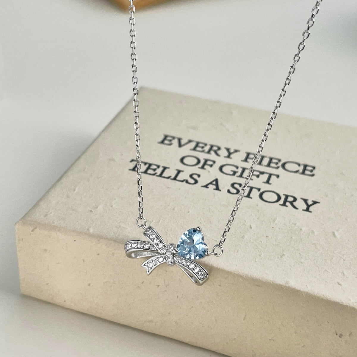 Blue Silver Bow Necklace 3008