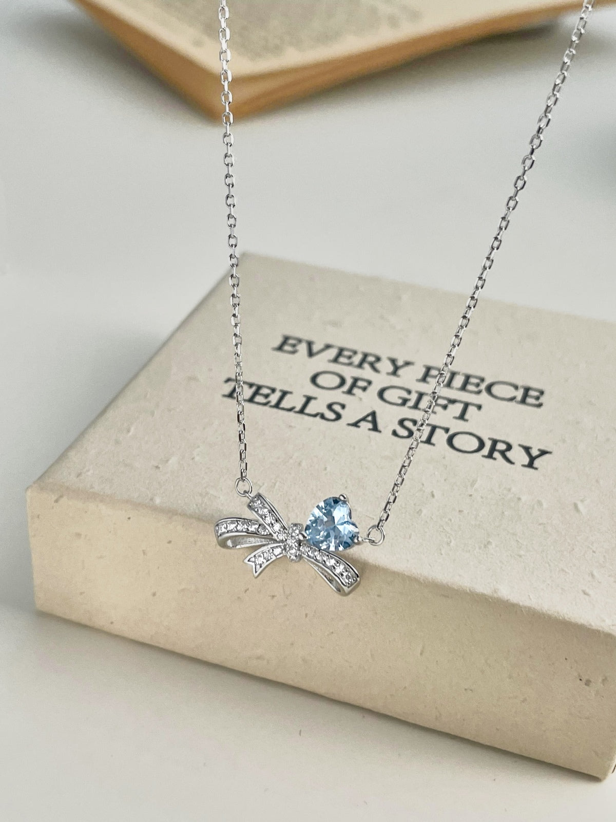 Blue Silver Bow Necklace 3008