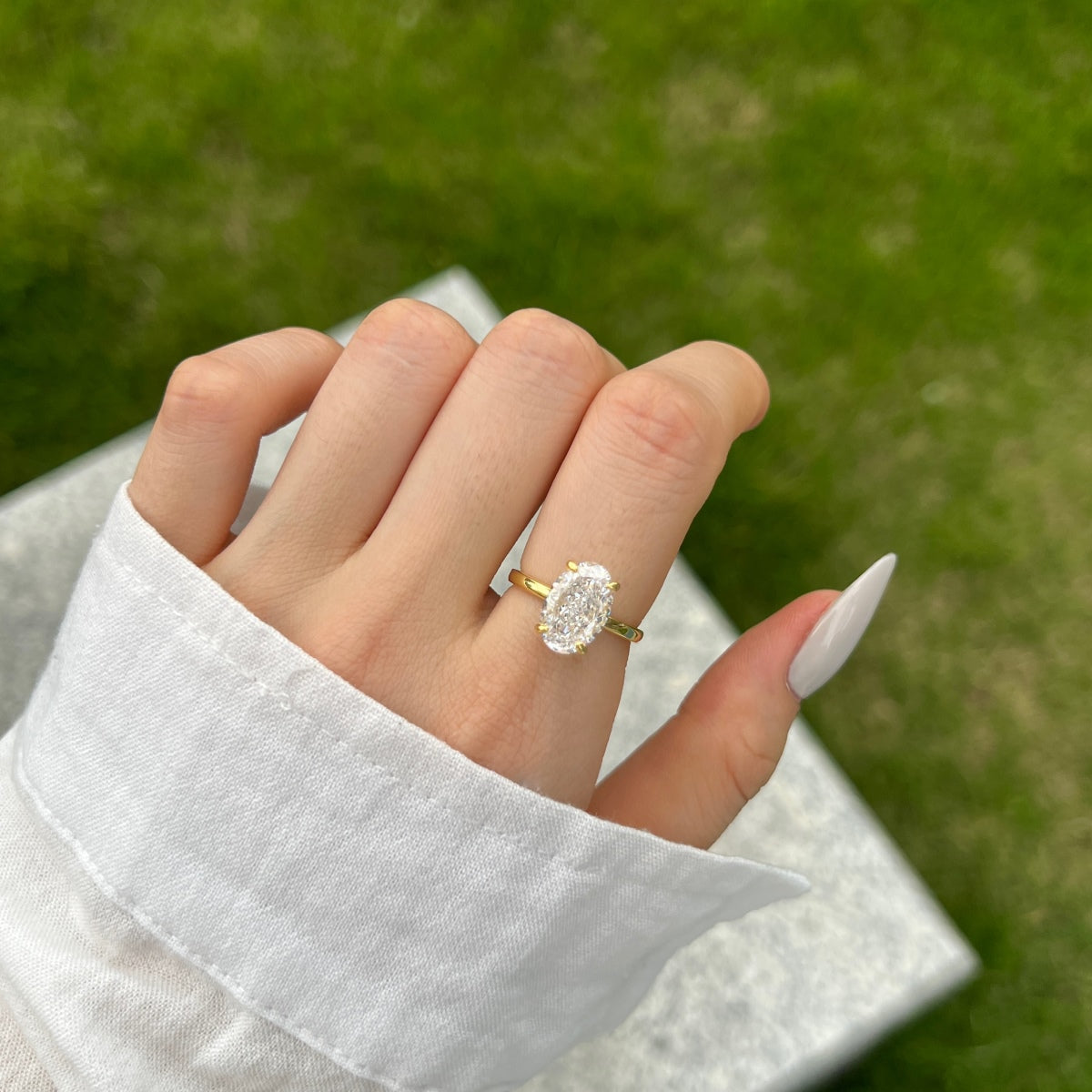 Classic Oval Stone Ring - 18K Gold Plated, 925 Silver Base