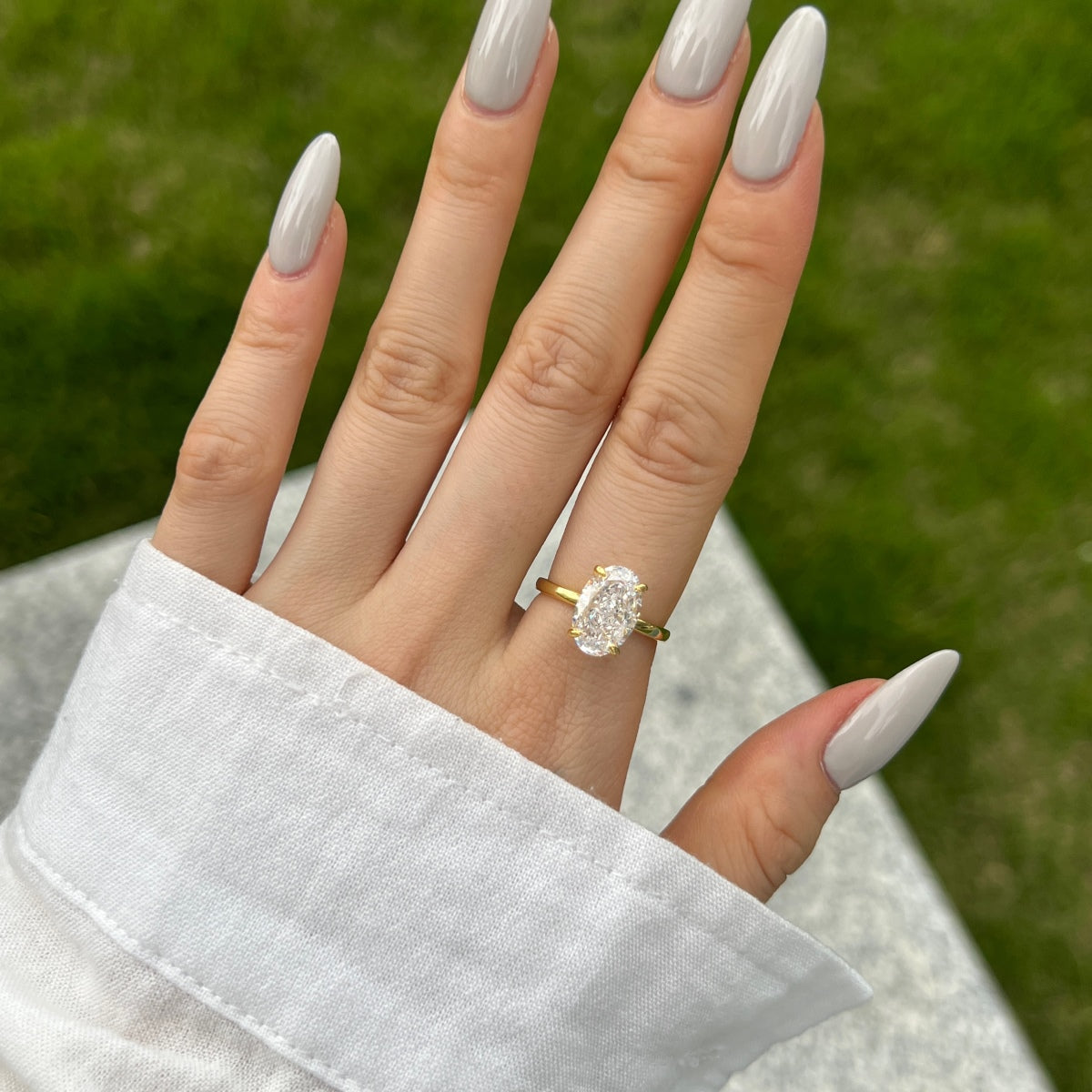 Classic Oval Stone Ring - 18K Gold Plated, 925 Silver Base