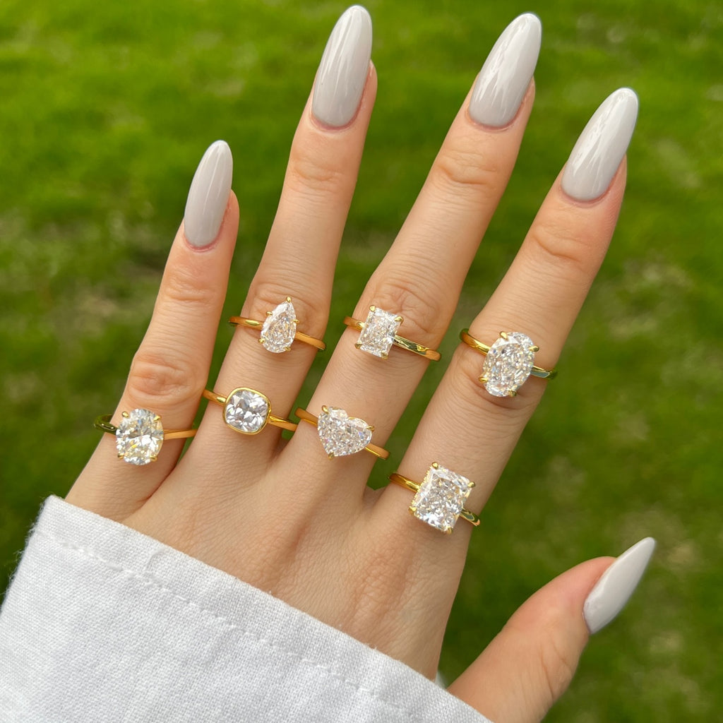 Classic Oval Stone Ring - 18K Gold Plated, 925 Silver Base