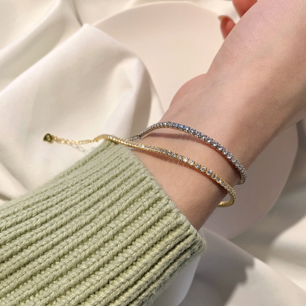 Classic Tennis Bracelet • 925 Silver Rhodium Plated