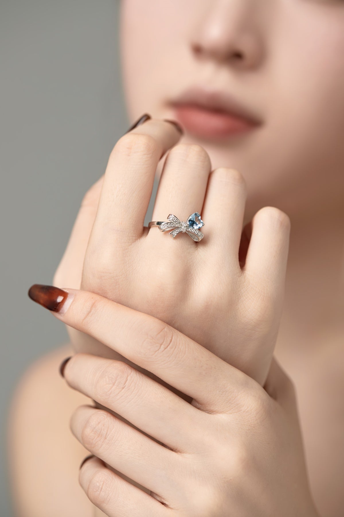 Pink Bow Ring Silver 925 - 3017