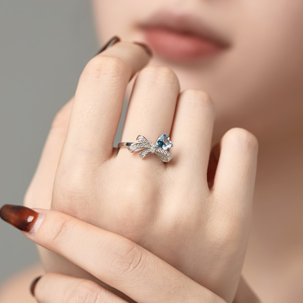 Pink Bow Ring Silver 925 - 3017