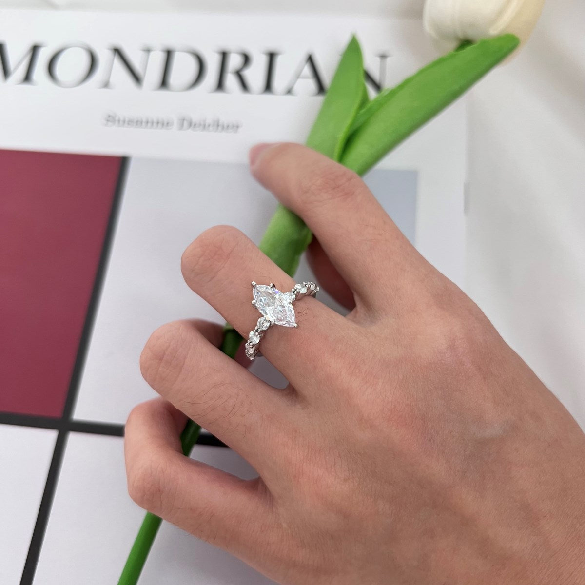 Selena Gomez Engagement Ring Marquise BZ120001