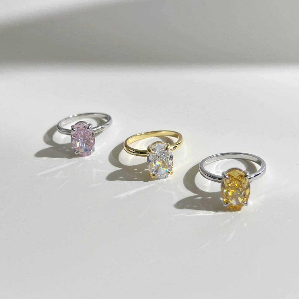 Classic Oval Stone Ring - 18K Gold Plated, 925 Silver Base