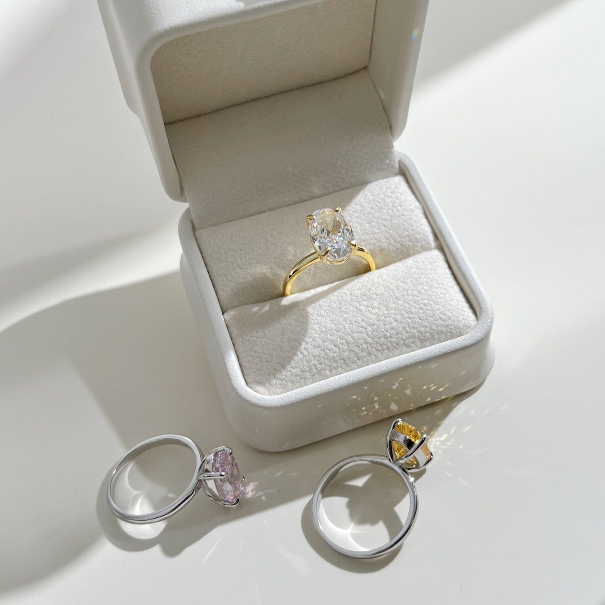 Classic Oval Stone Ring - 18K Gold Plated, 925 Silver Base