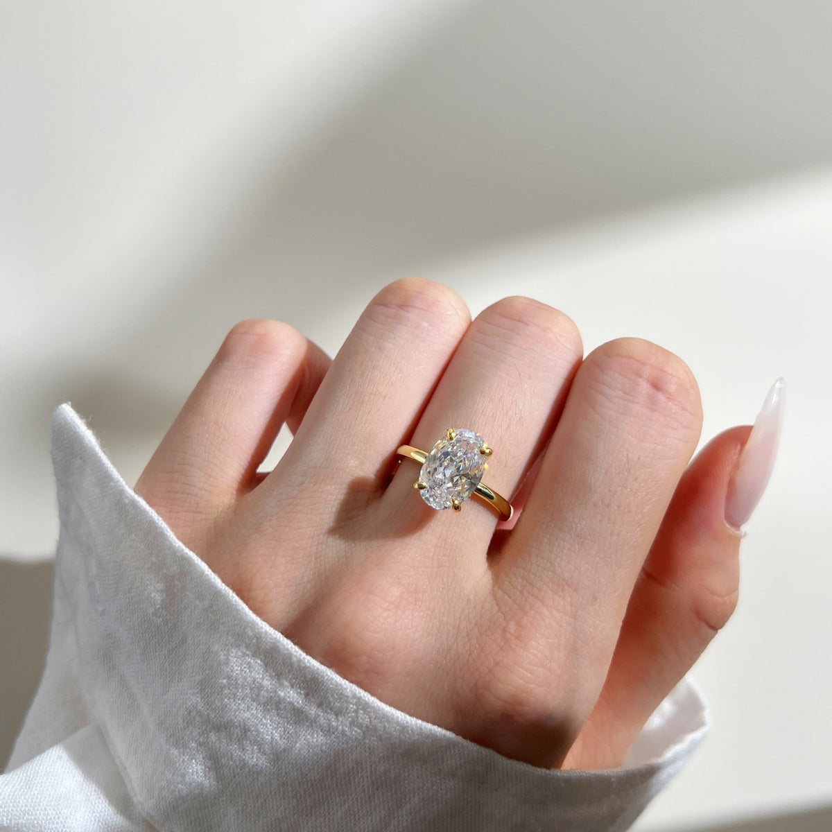 Classic Oval Stone Ring - 18K Gold Plated, 925 Silver Base