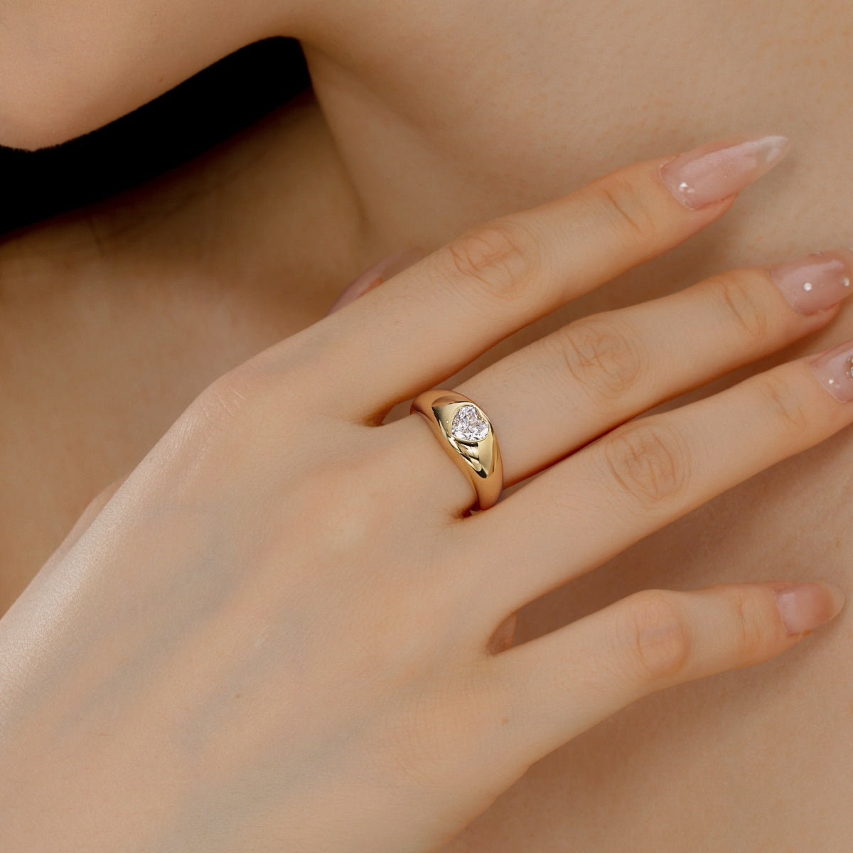 Heart Ring Silver 925 Gold Platted - 3015