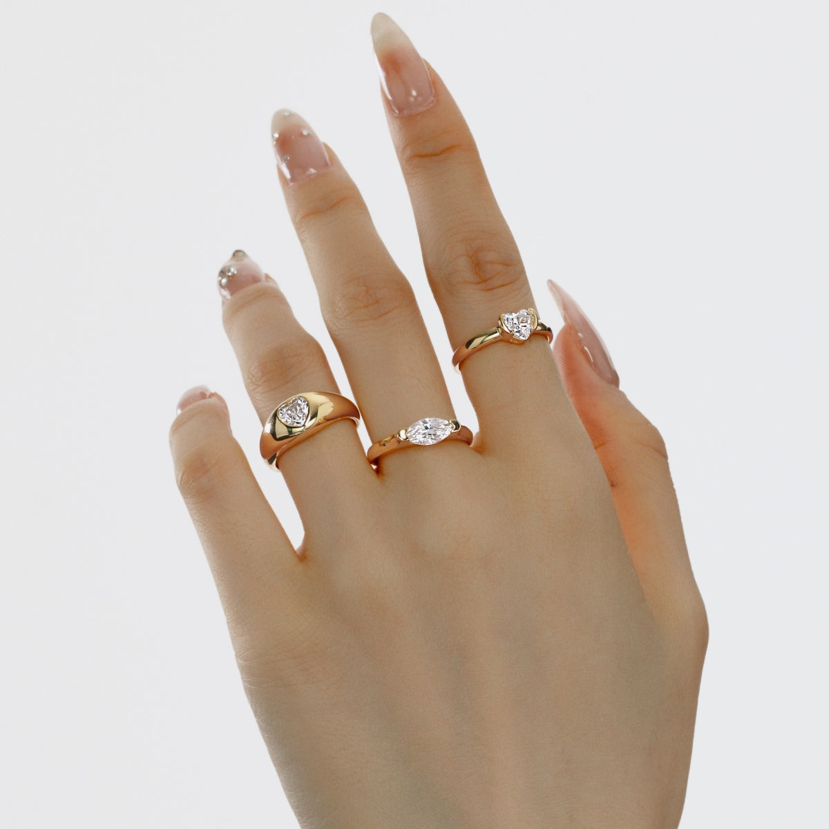 Heart Ring Silver 925 Gold Platted - 3015