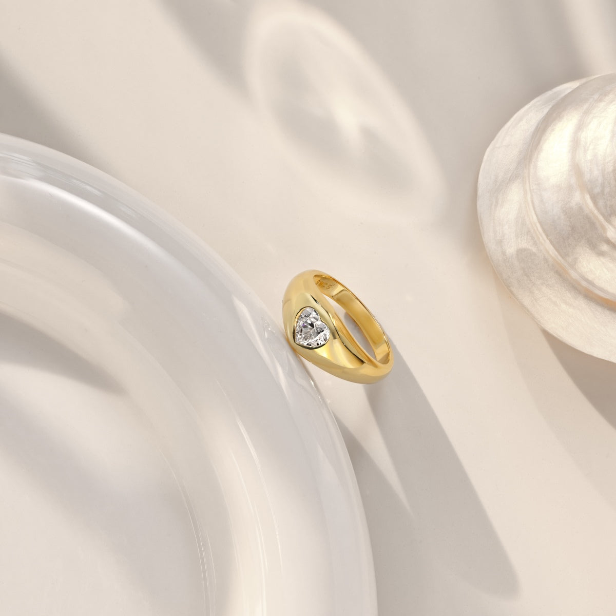 Heart Ring Silver 925 Gold Platted - 3015