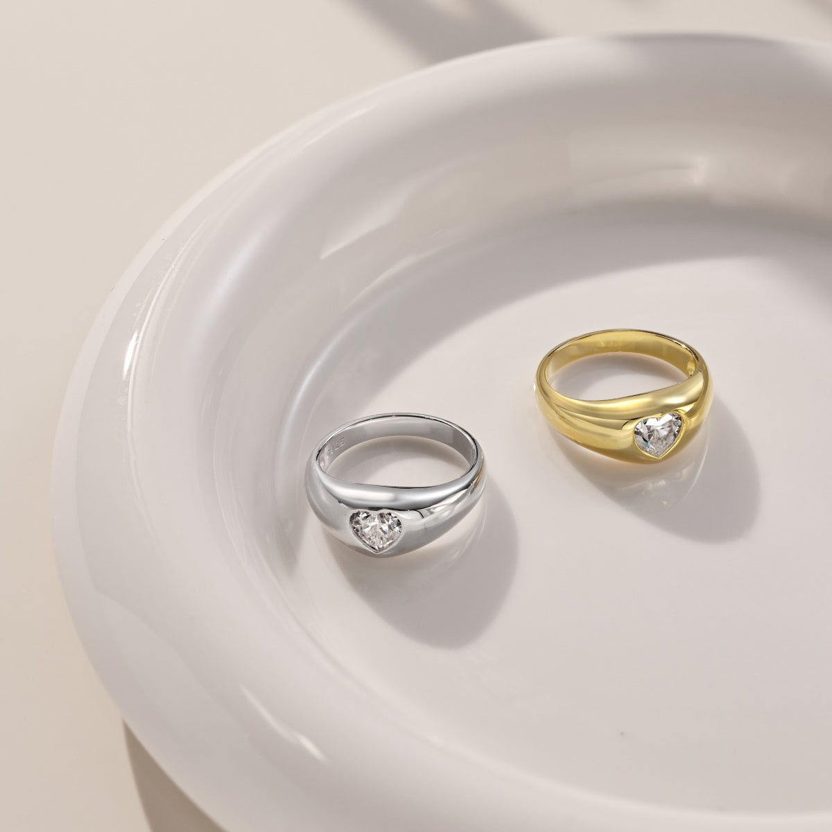 Heart Ring Silver 925 Gold Platted - 3015