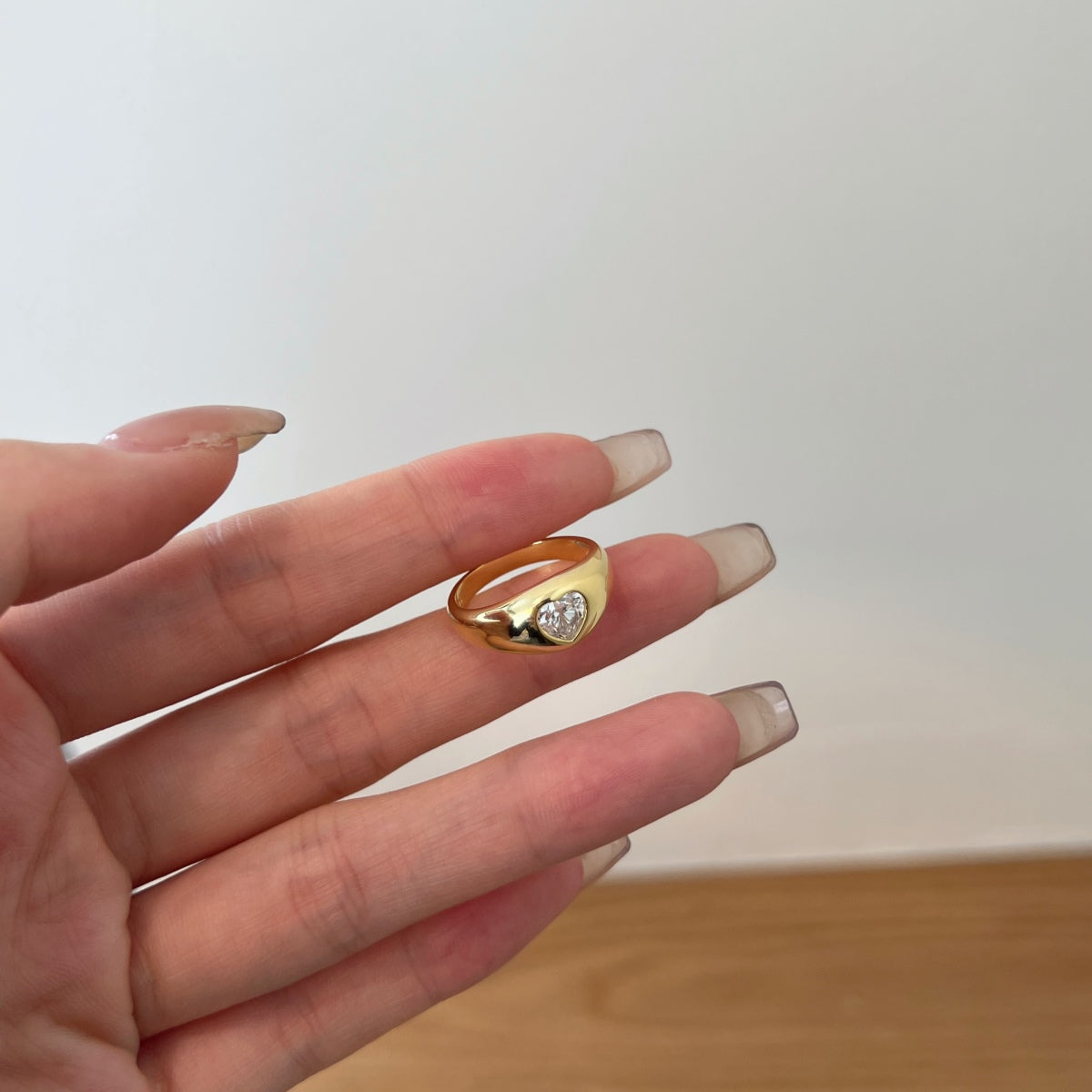 Heart Ring Silver 925 Gold Platted - 3015