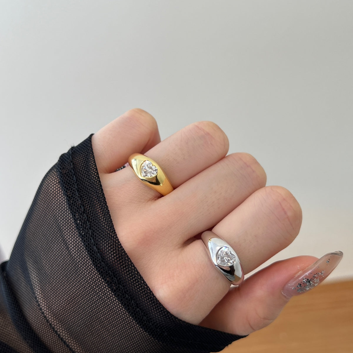 Heart Ring Silver 925 Gold Platted - 3015