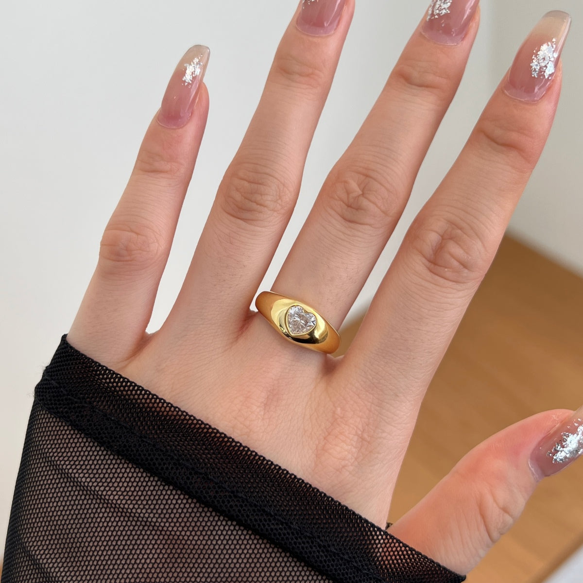 Heart Ring Silver 925 Gold Platted - 3015