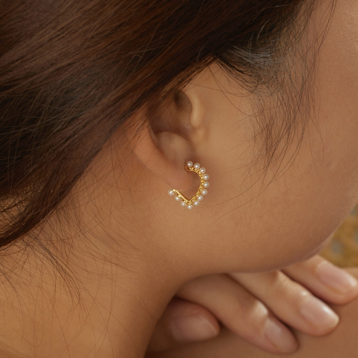 Pearl Heart Earring 18K Gold-Plated 3001