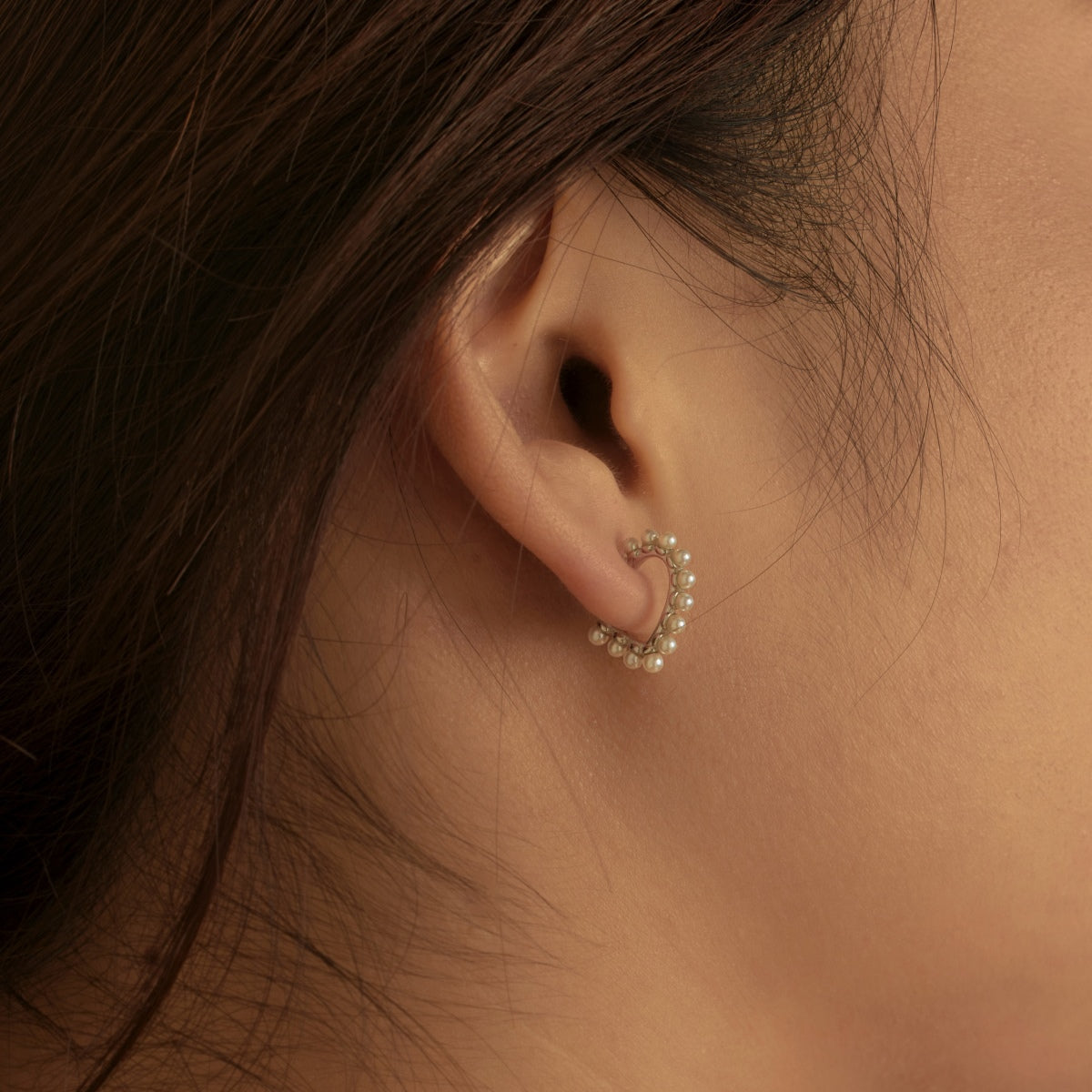Pearl Heart  Silver Earrings 3002