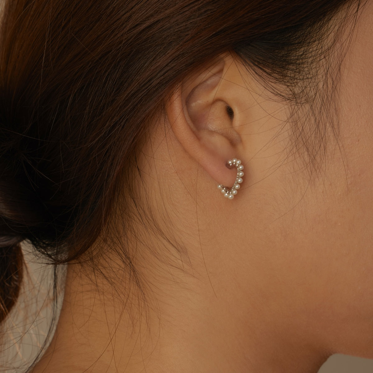 Pearl Heart  Silver Earrings 3002