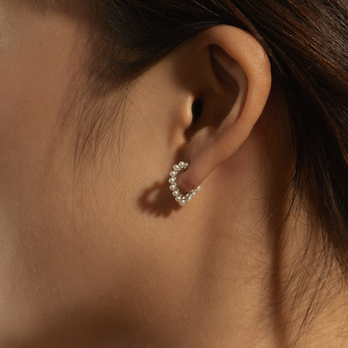 Pearl Heart  Silver Earrings 3002
