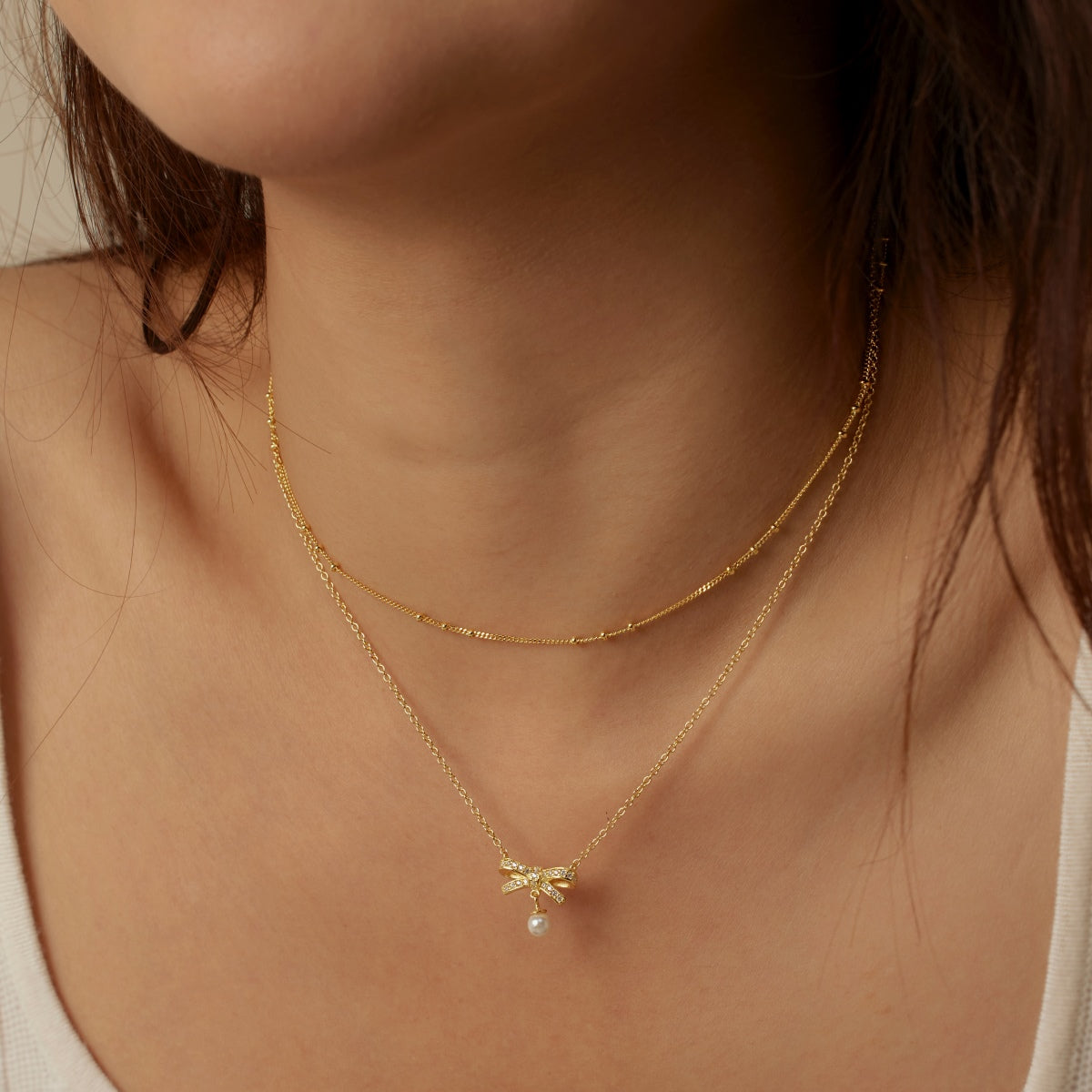 Gold Bow Necklace 3004