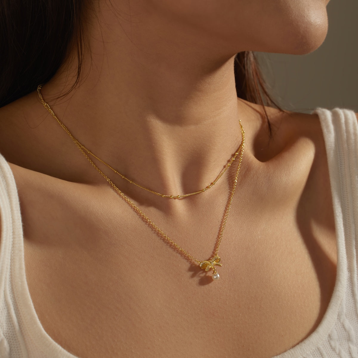 Gold Bow Necklace 3004