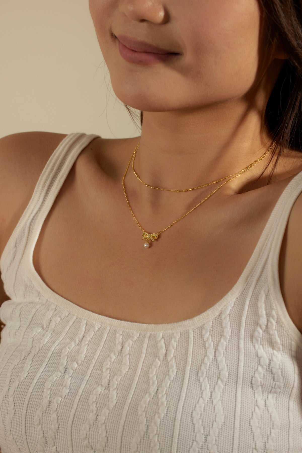 Gold Bow Necklace 3004