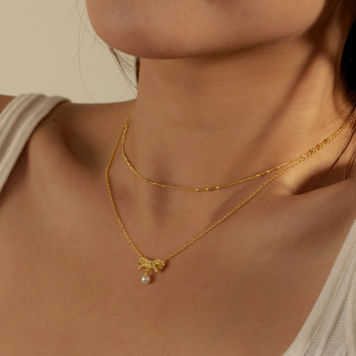 Gold Bow Necklace 3004