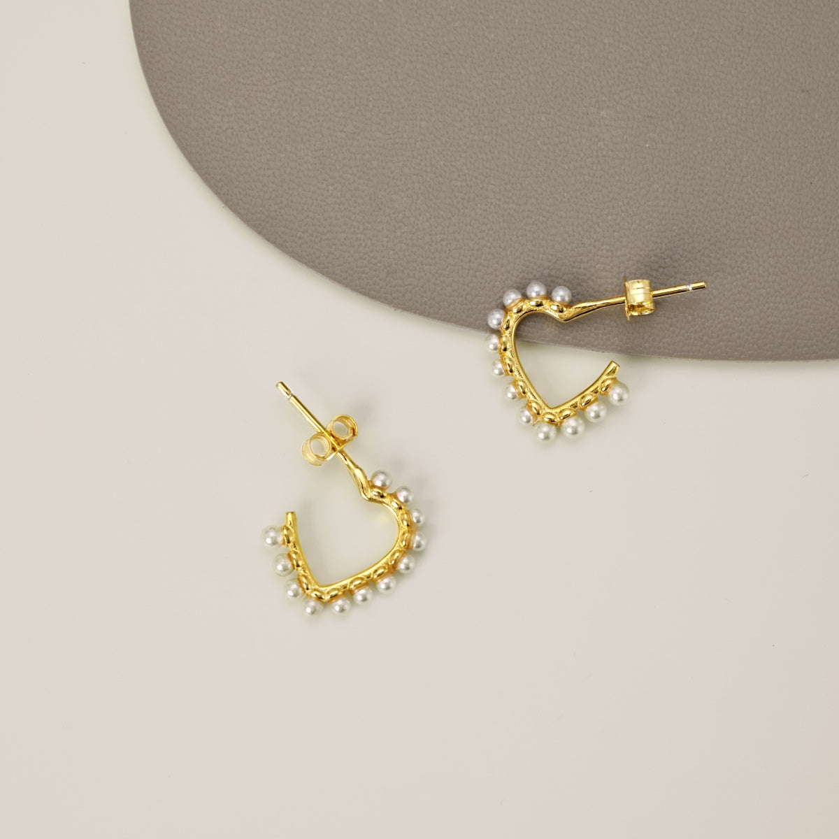 Pearl Heart Earring 18K Gold-Plated 3001