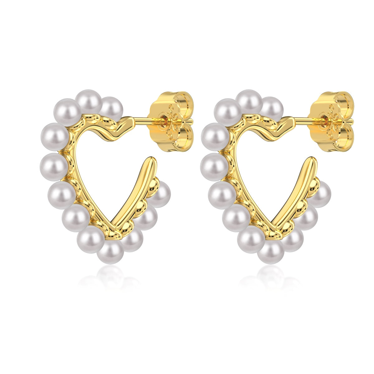 Pearl Heart Earring 18K Gold-Plated 3001