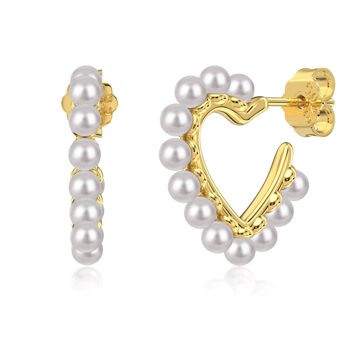 Pearl Heart Earring 18K Gold-Plated 3001
