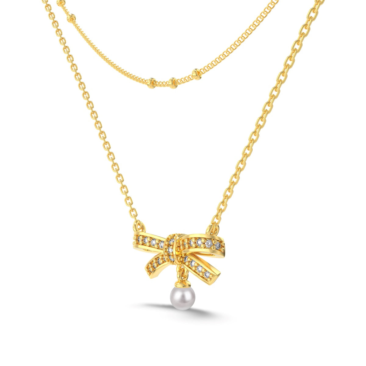 Gold Bow Necklace 3004