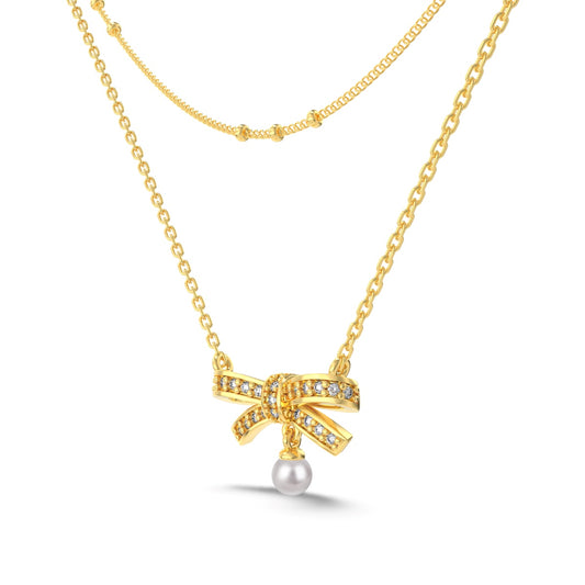 Gold Bow Necklace 3004
