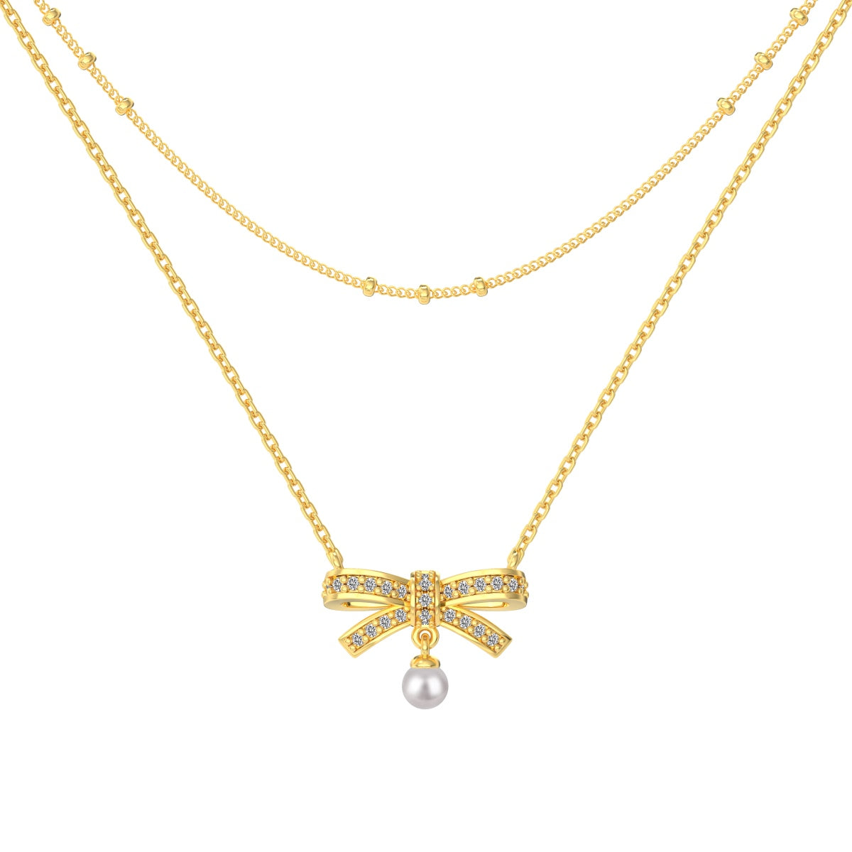 Gold Bow Necklace 3004