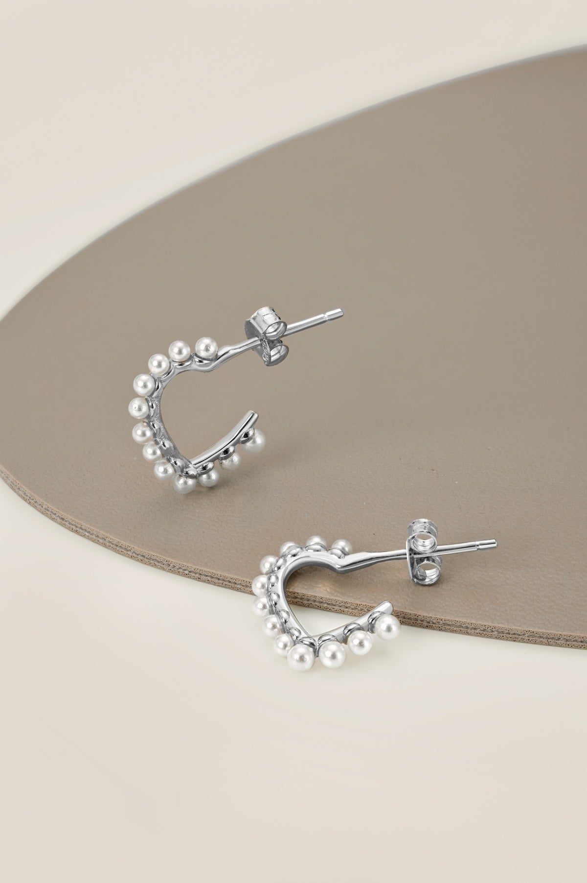 Pearl Heart  Silver Earrings 3002