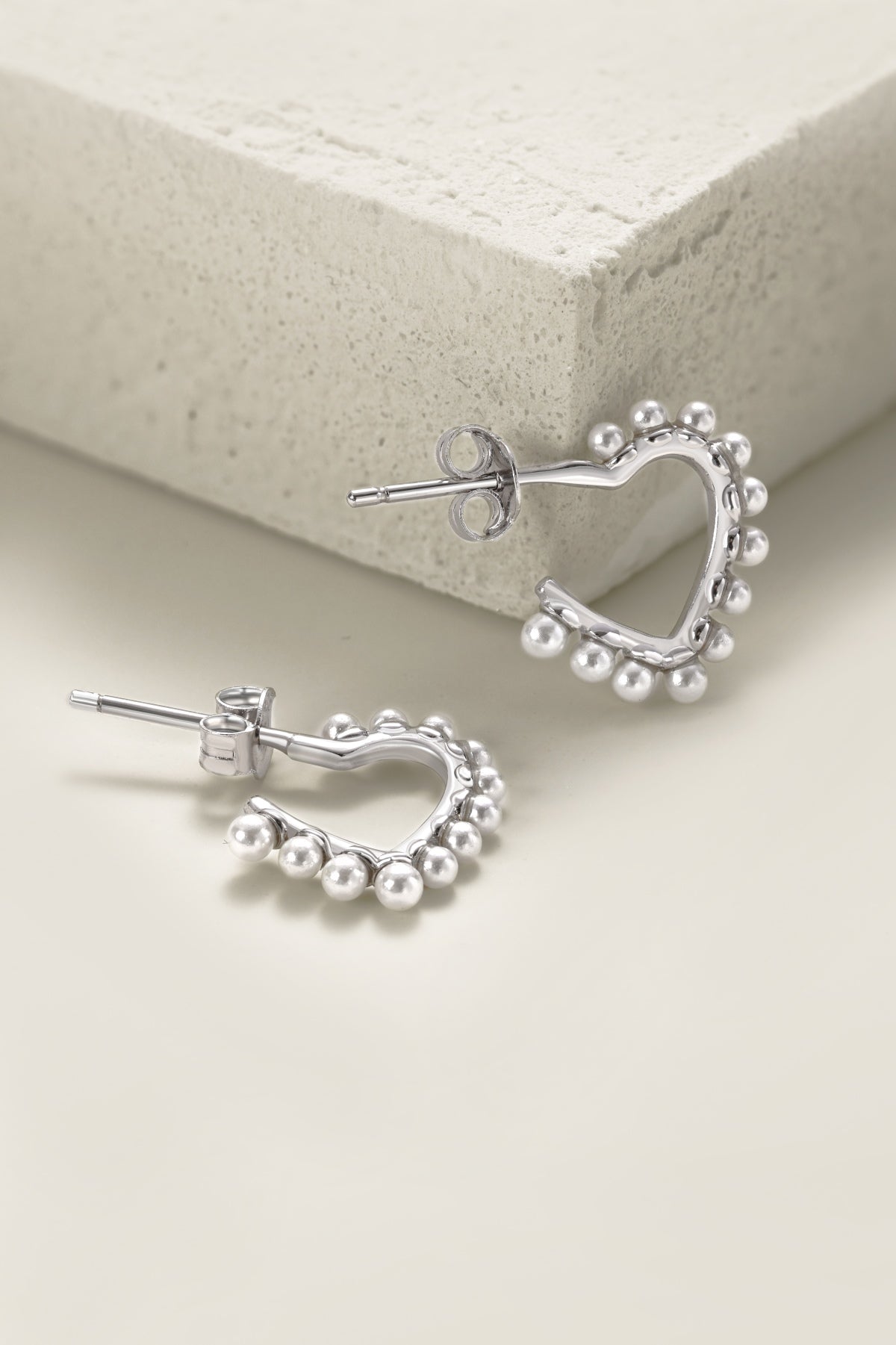 Pearl Heart  Silver Earrings 3002