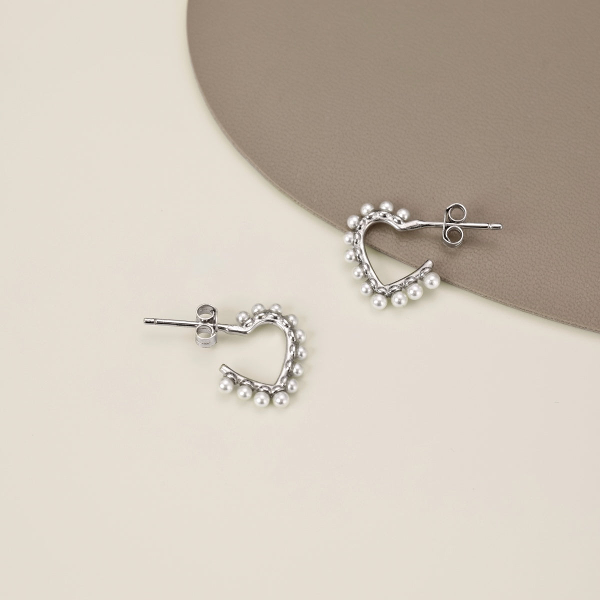 Pearl Heart  Silver Earrings 3002