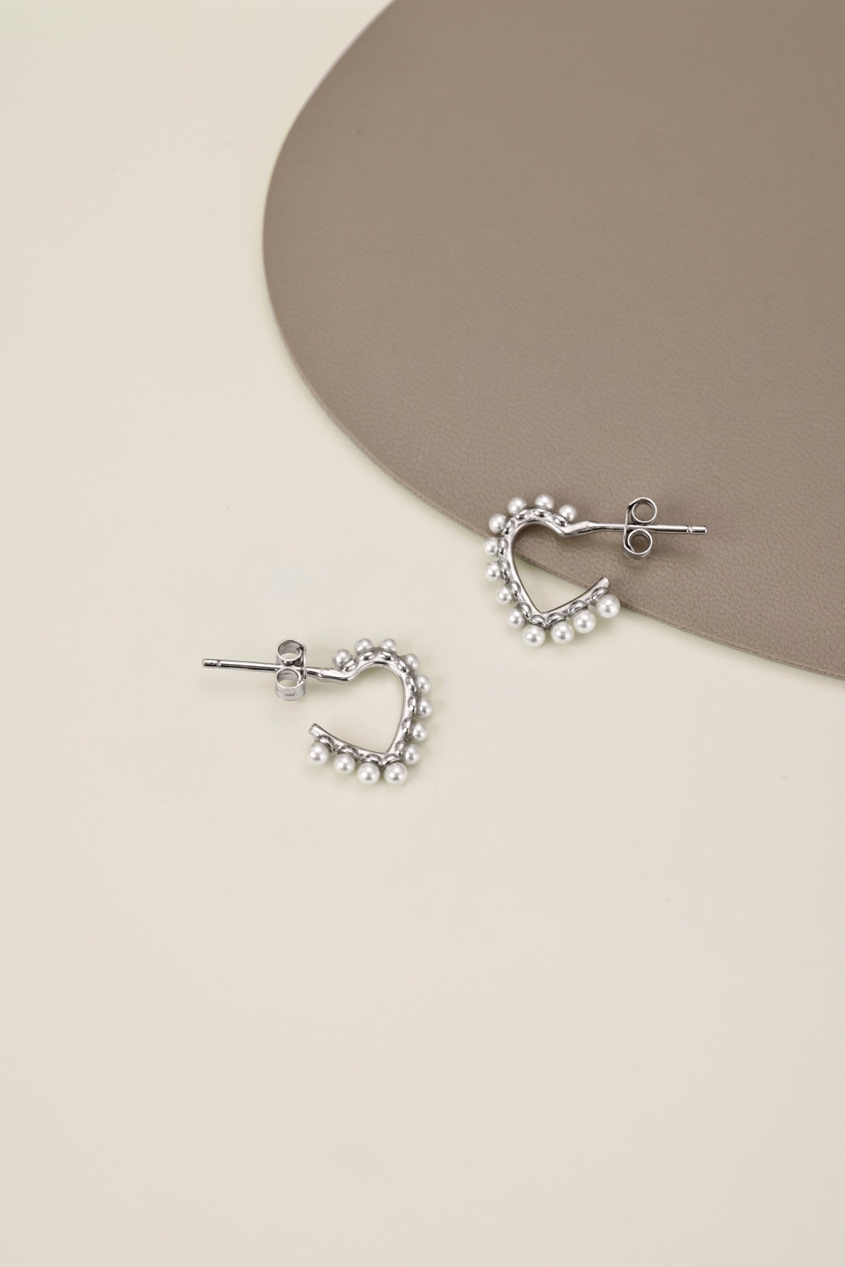 Pearl Heart  Silver Earrings 3002