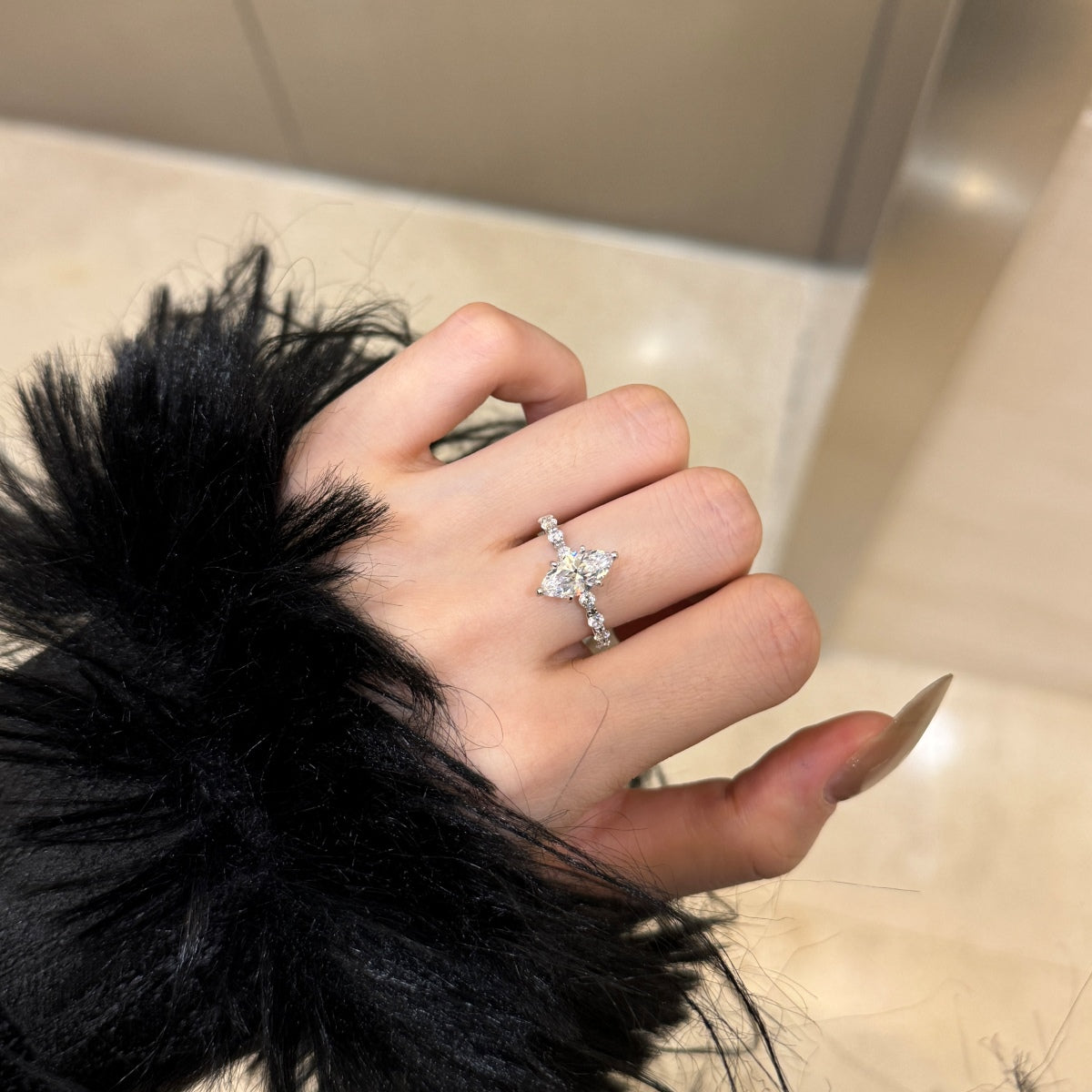 Selena Gomez Engagement Ring Marquise BZ120001