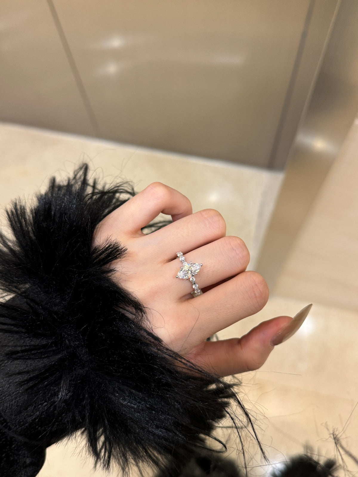 Selena Gomez Engagement Ring Marquise BZ120001