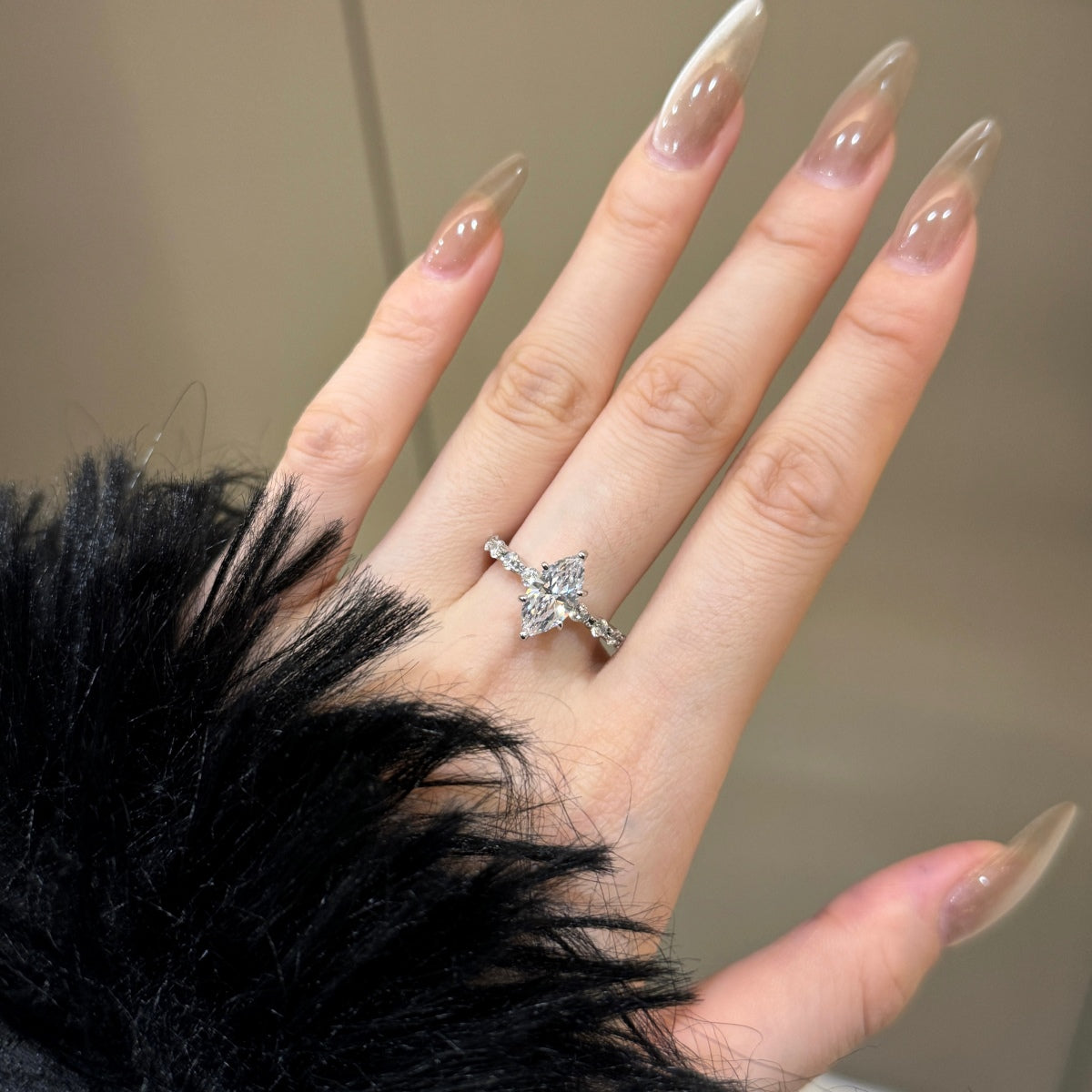 Selena Gomez Engagement Ring Marquise BZ120001