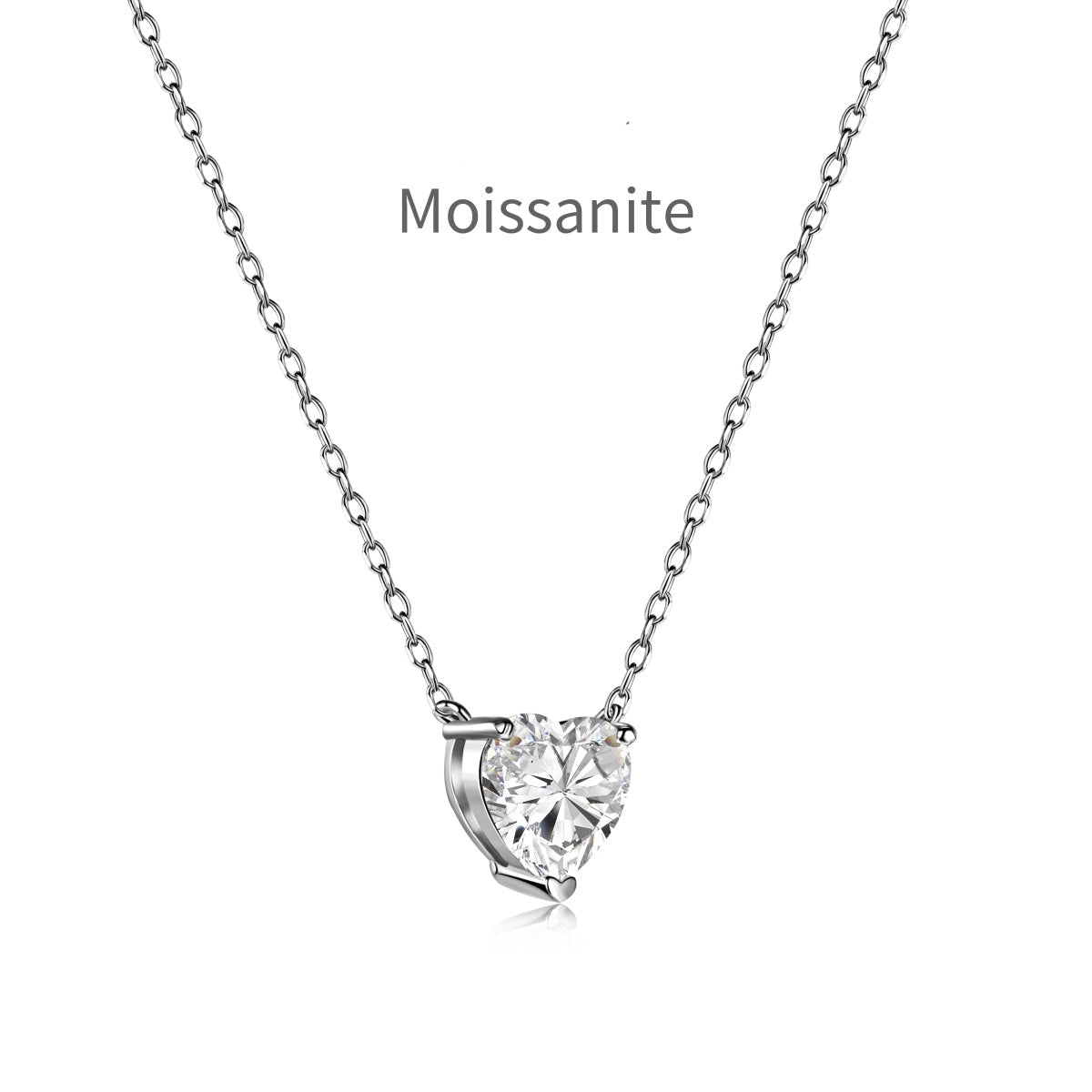 Heart-Cut Moissanite Necklace in 925 Sterling Silver