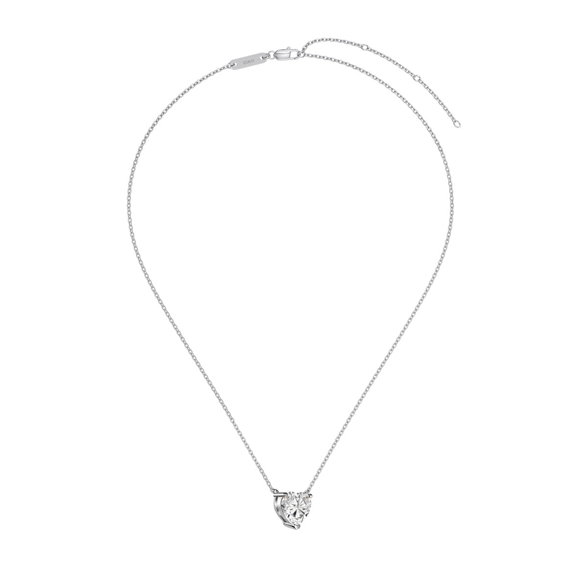 Heart-Cut Moissanite Necklace in 925 Sterling Silver