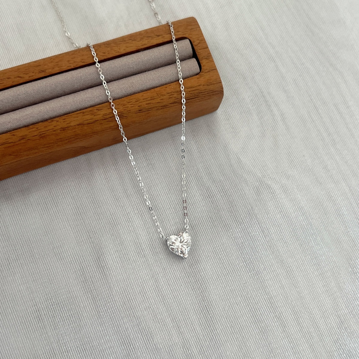 Heart-Cut Moissanite Necklace in 925 Sterling Silver